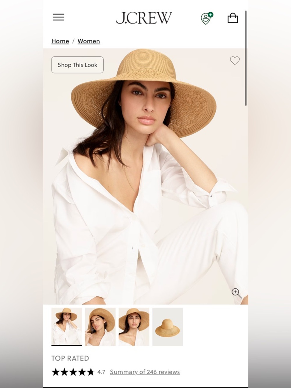 J. Crew Wide-Brim Straw Hat in Natural Tan